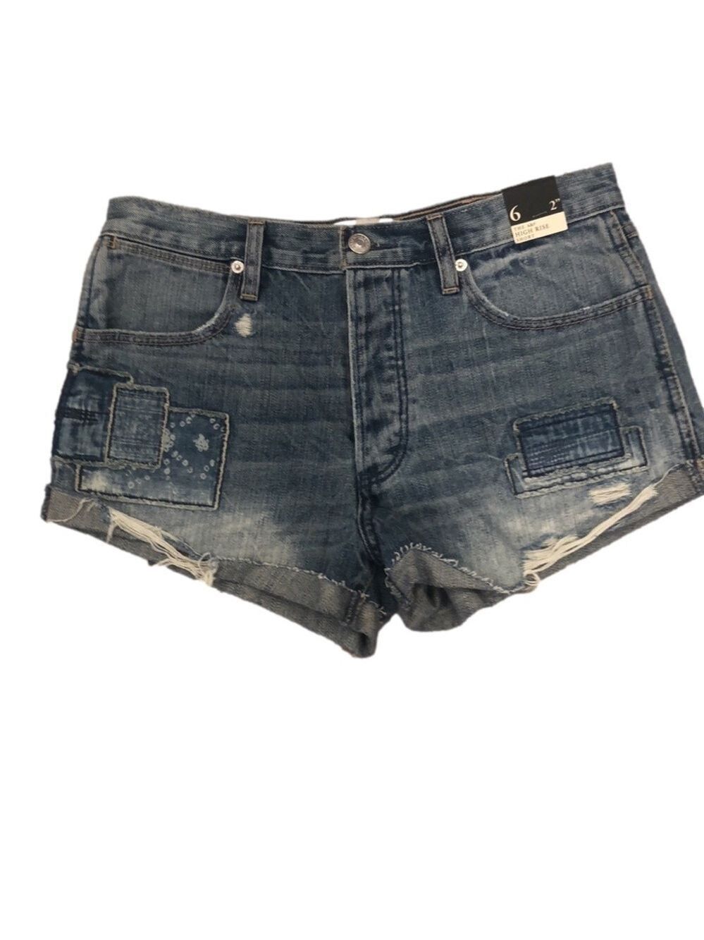 Abercrombie&Fitch size 6 28 waist high rise 2” inseam shorts patched distressed